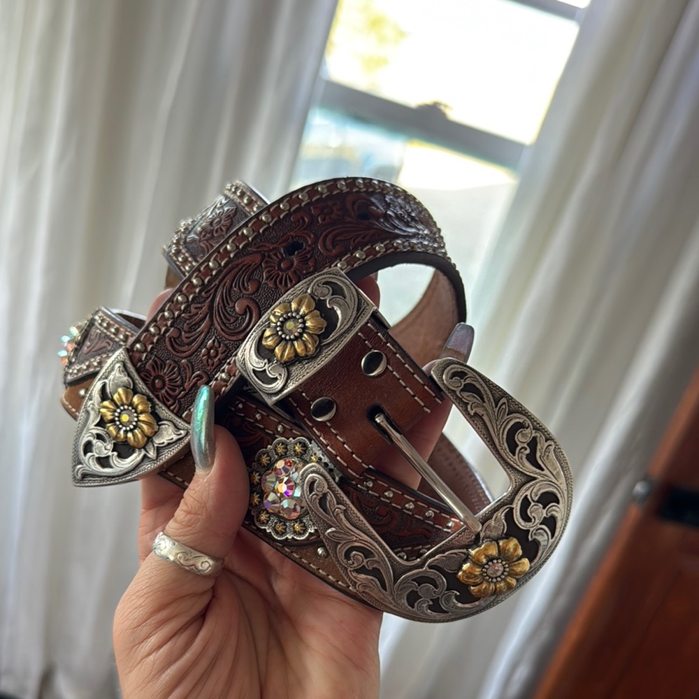 Nocona Brown and Silver Western Belt